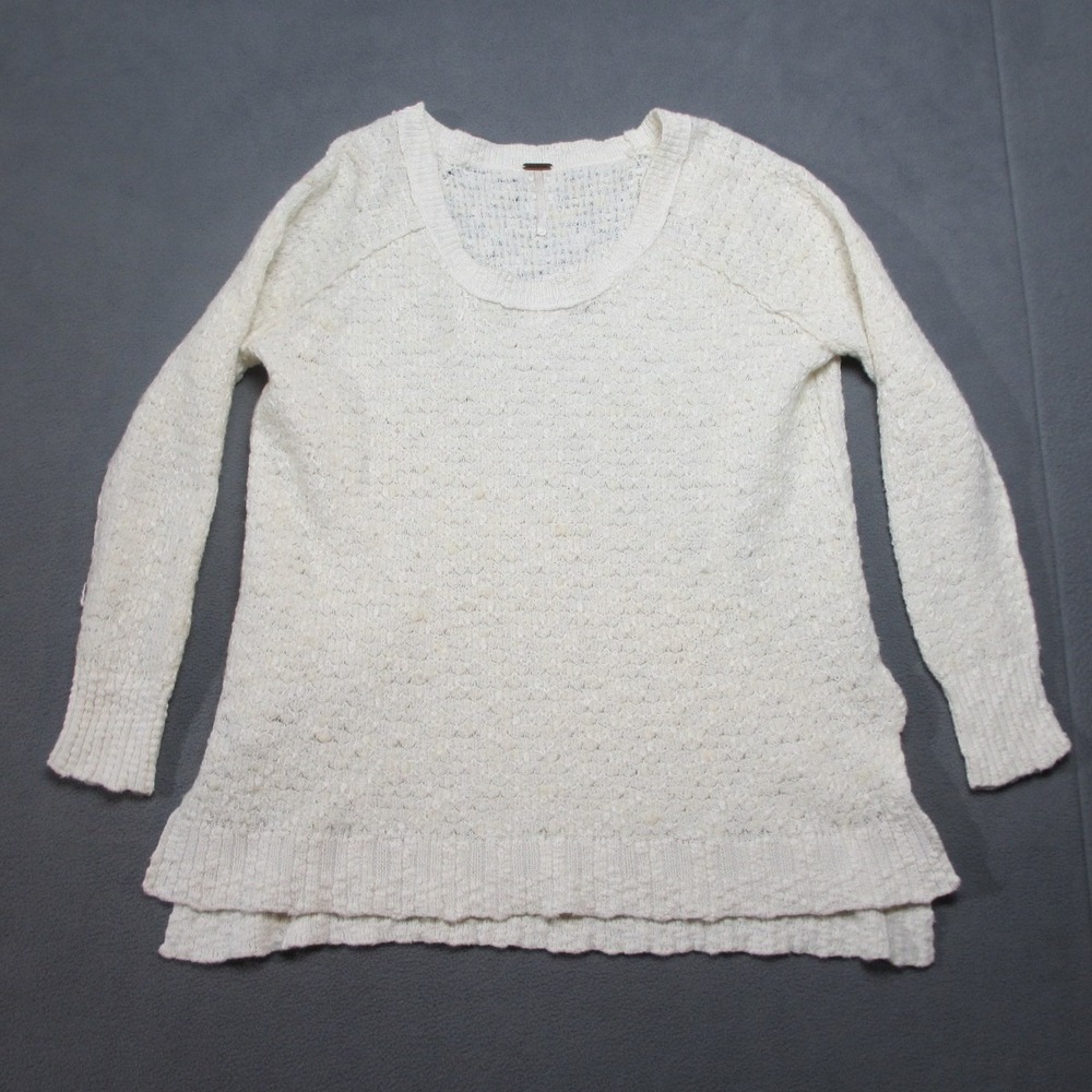 Free People Sweater Womens Medium Beige Textured Wool Popcorn Knit Pullover